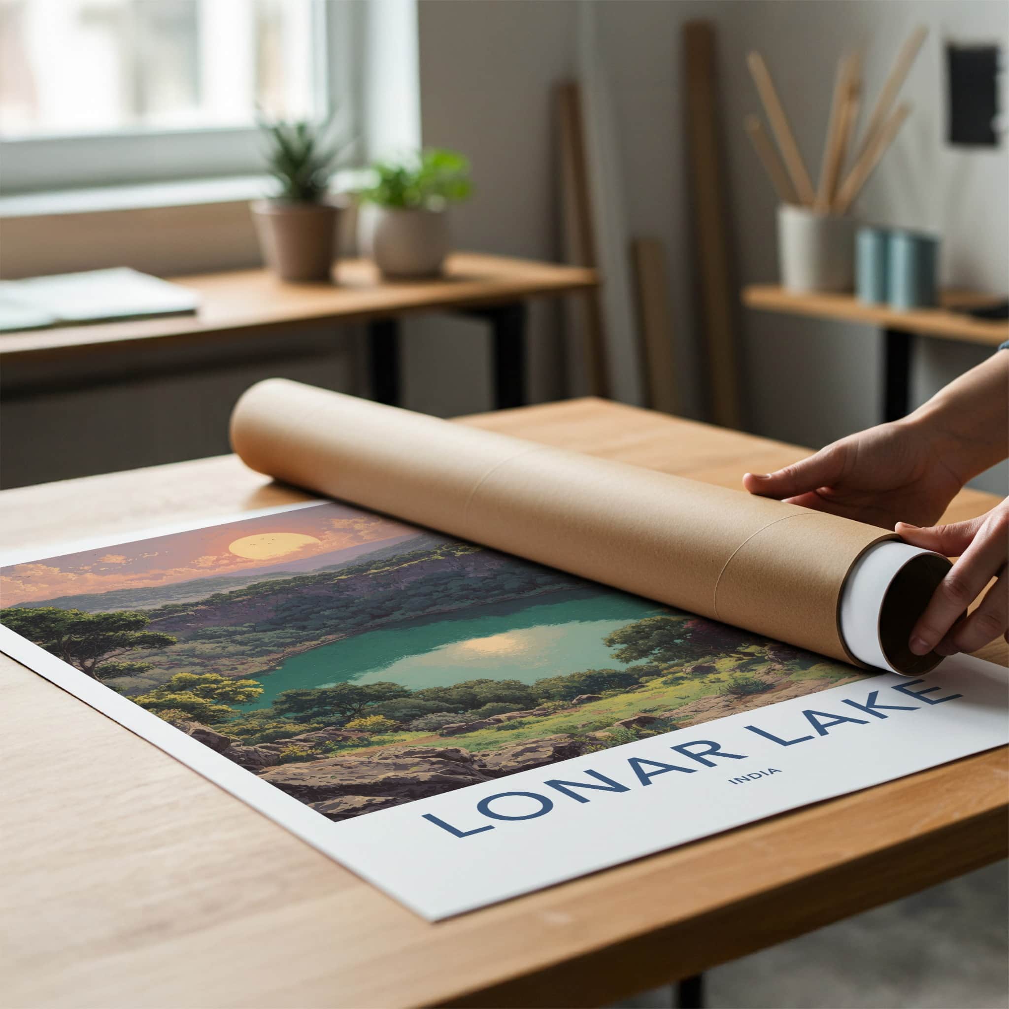 Lonar Lake Poster - India Maharashtra Crater Lake Home Decor