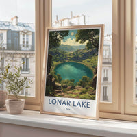 Lonar Lake Poster - India Travel Art - Maharashtra Crater Lake Green Home Decor