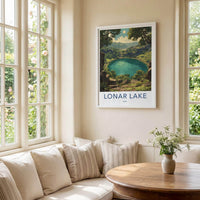 Lonar Lake Poster - India Travel Art - Maharashtra Crater Lake Green Home Decor