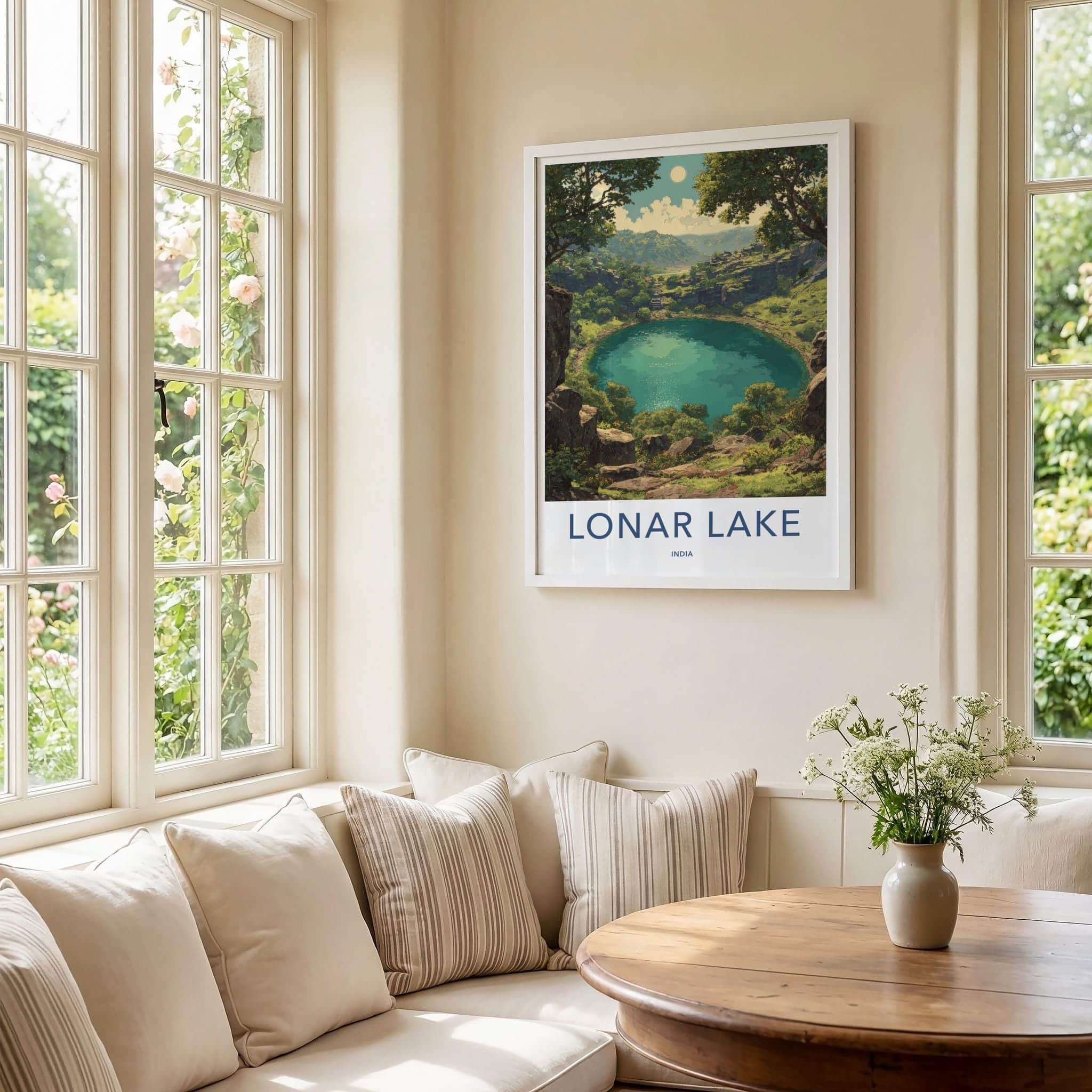 Lonar Lake Poster - India Travel Art - Maharashtra Crater Lake Green Home Decor
