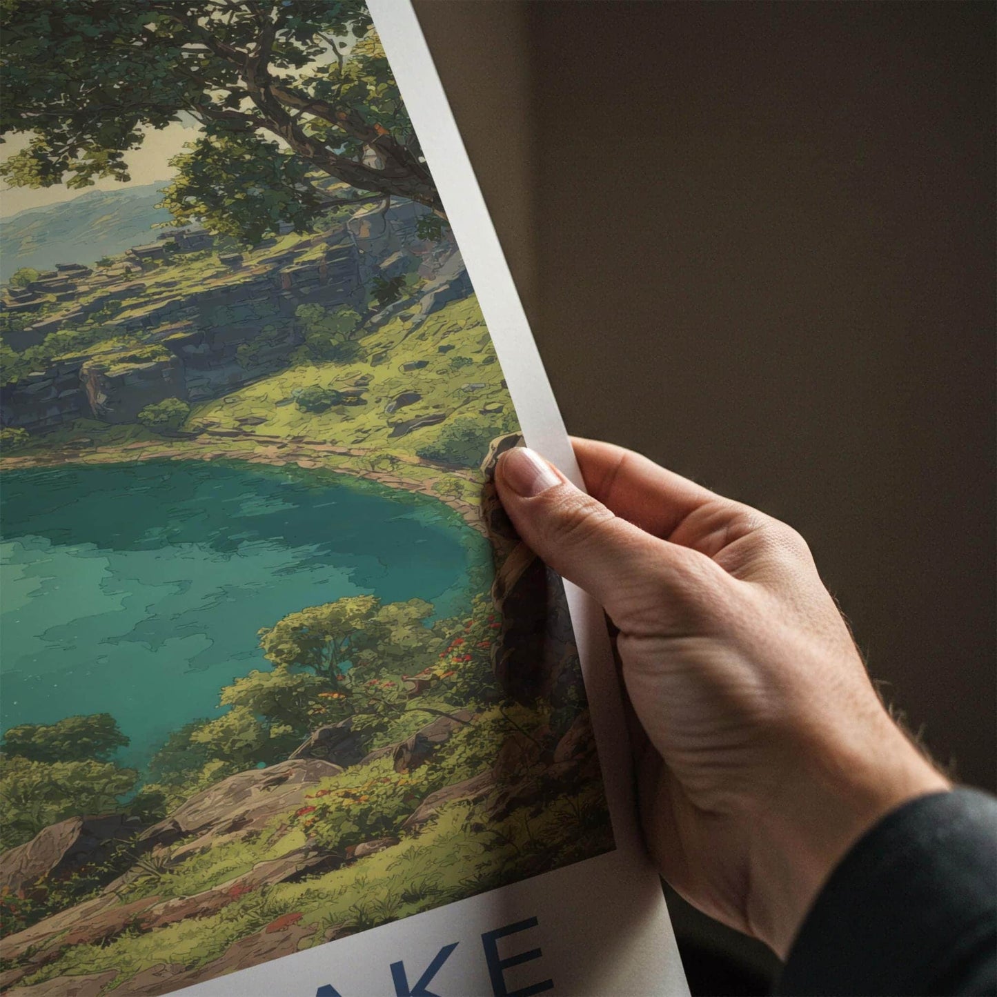Lonar Lake Poster - India Travel Art - Maharashtra Crater Lake Green Home Decor