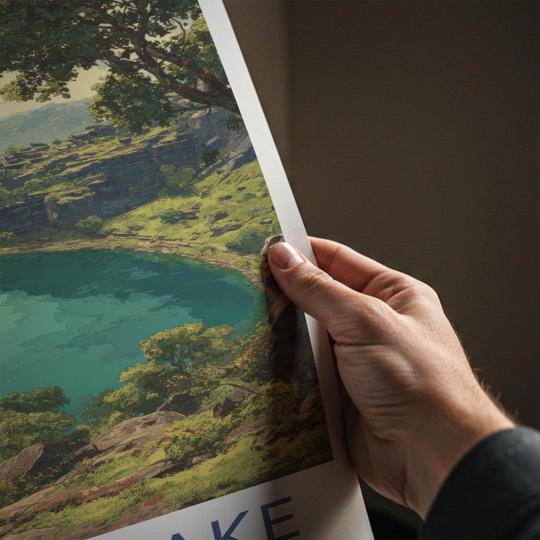 Lonar Lake Poster - India Travel Art - Maharashtra Crater Lake Green Home Decor