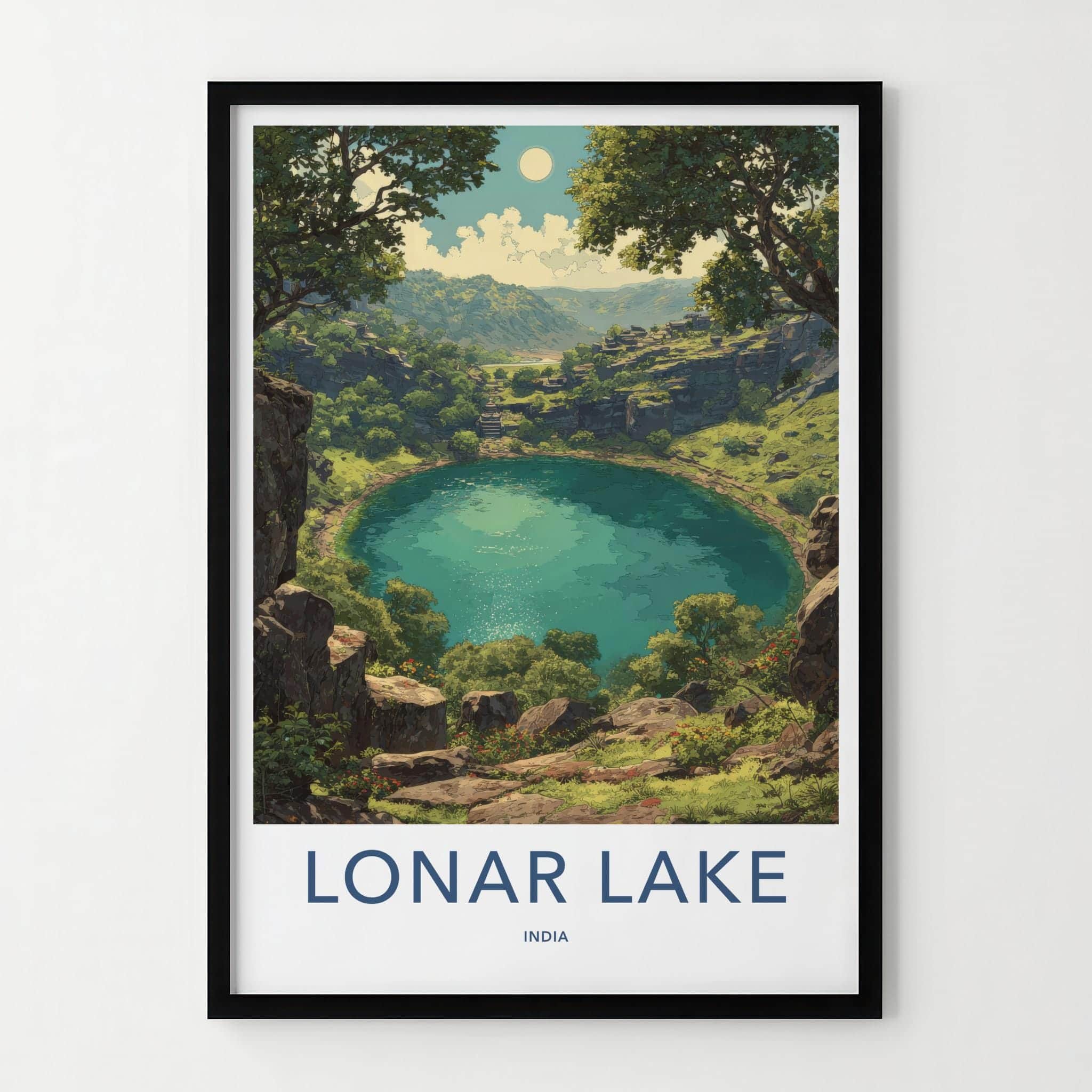 Lonar Lake Poster - India Travel Art - Maharashtra Crater Lake Green Home Decor