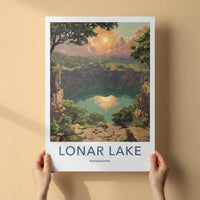 Lonar Lake Poster - India Travel Art - Maharashtra Crater Lake Reflection Home Decor
