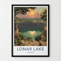 Lonar Lake Poster - India Travel Art - Maharashtra Crater Lake Reflection Home Decor