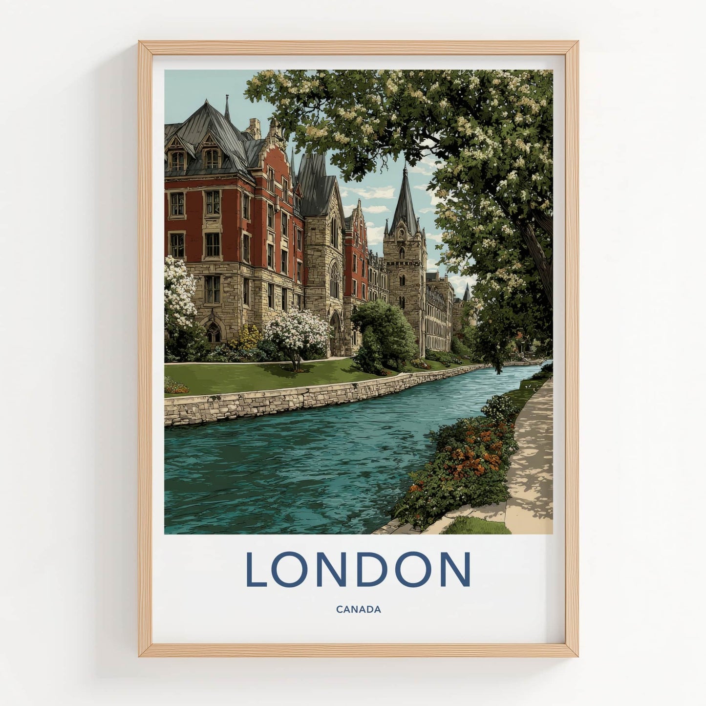 London Poster - Canada Travel Art - Historic Buildings Canal Home Decor