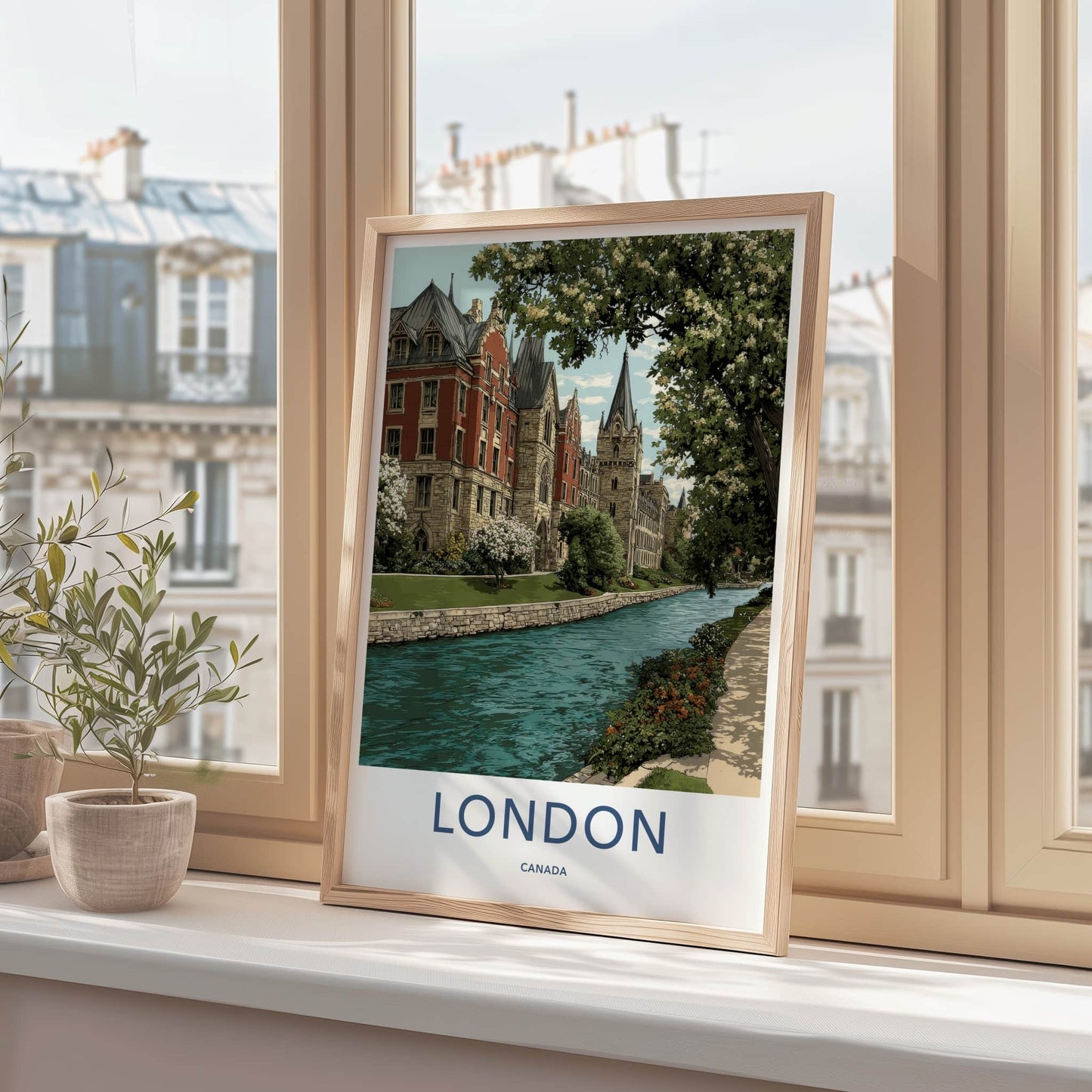 London Poster - Canada Travel Art - Historic Buildings Canal Home Decor