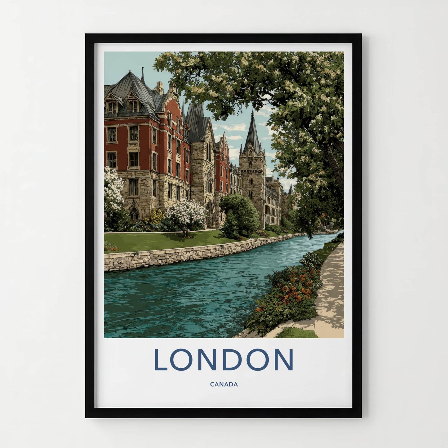 London Poster - Canada Travel Art - Historic Buildings Canal Home Decor