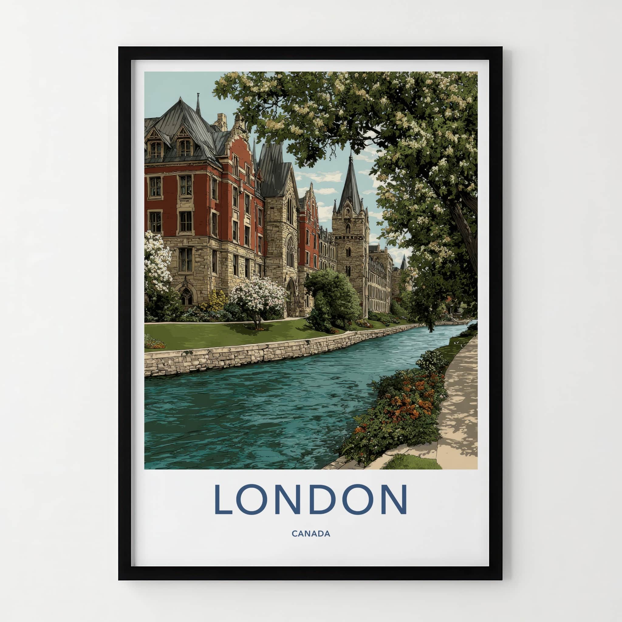 London Poster - Canada Travel Art - Historic Buildings Canal Home Decor