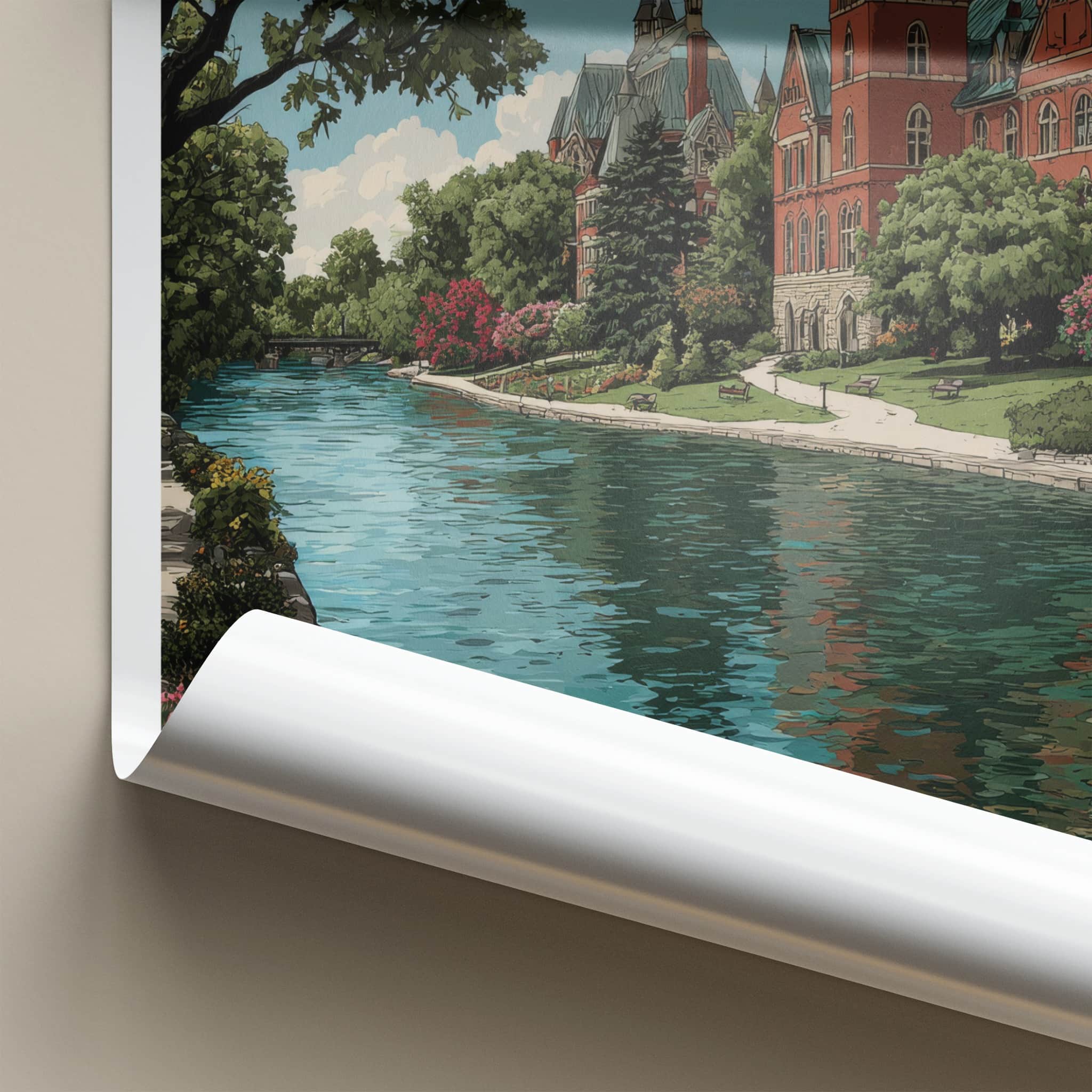 London Poster - Canada Travel Art - Historic Riverfront Architecture Wall Decor
