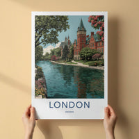 London Poster - Canada Travel Art - Historic Riverfront Architecture Wall Decor