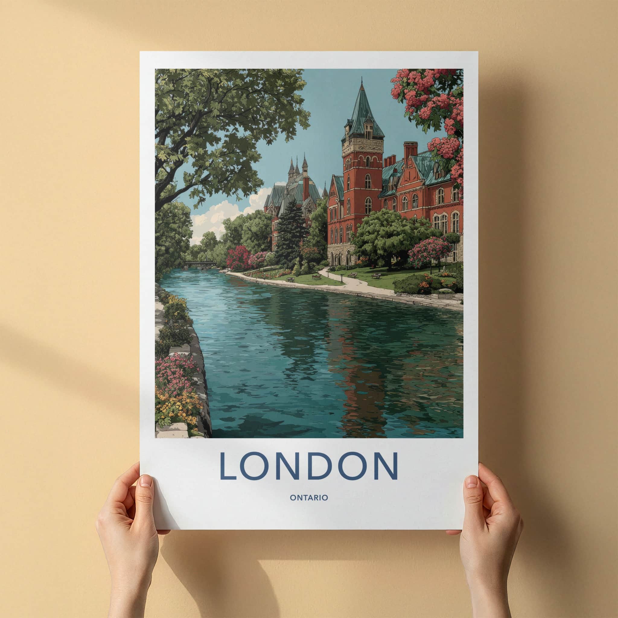 London Poster - Canada Travel Art - Historic Riverfront Architecture Wall Decor