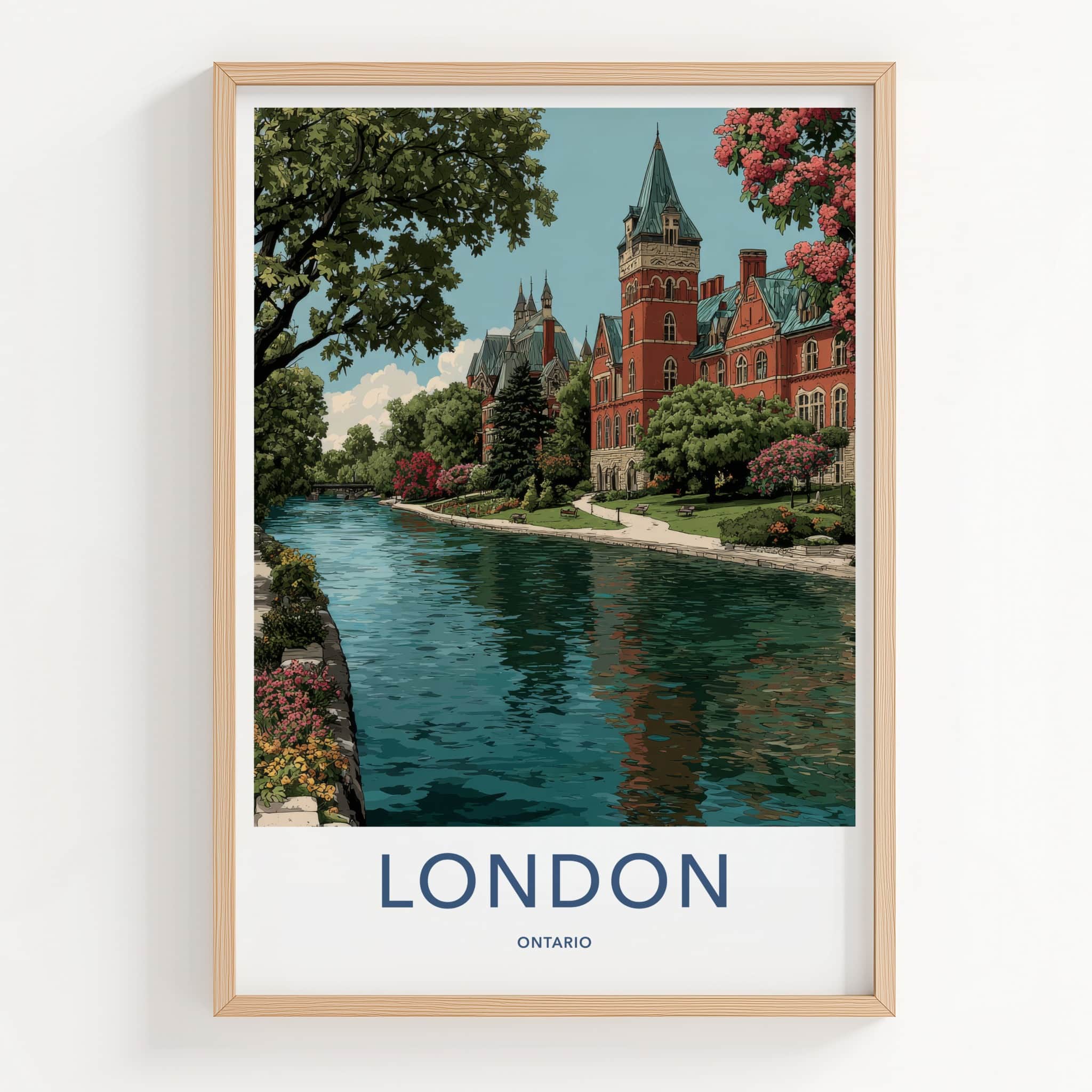 London Poster - Canada Travel Art - Historic Riverfront Architecture Wall Decor