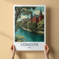 London Poster - Canada Travel Art - Lush Riverfront Campus Home Decor