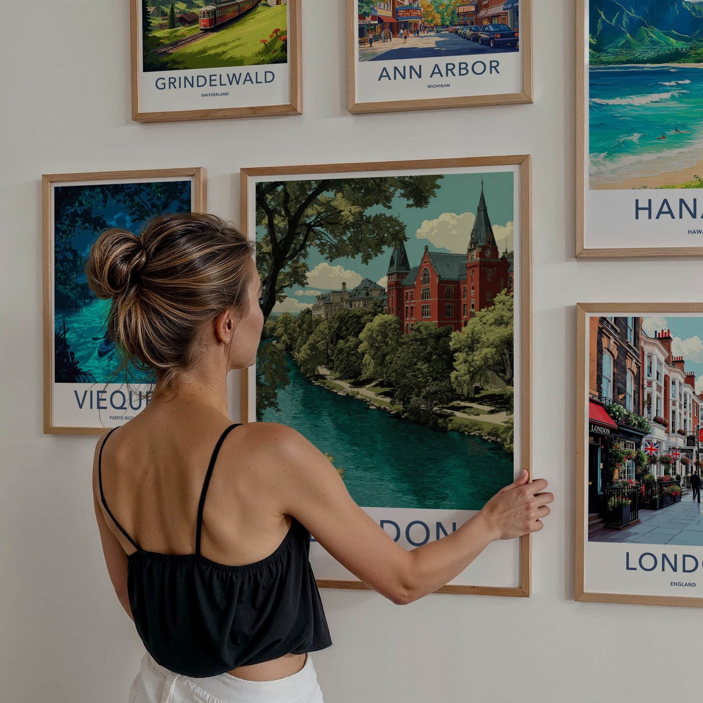 London Poster - Canada Travel Art - Lush Riverfront Campus Home Decor