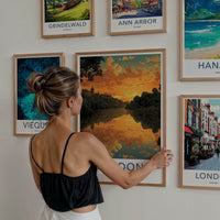 London Poster - Canada Travel Art - Orange Sunset Reflection Home Decor