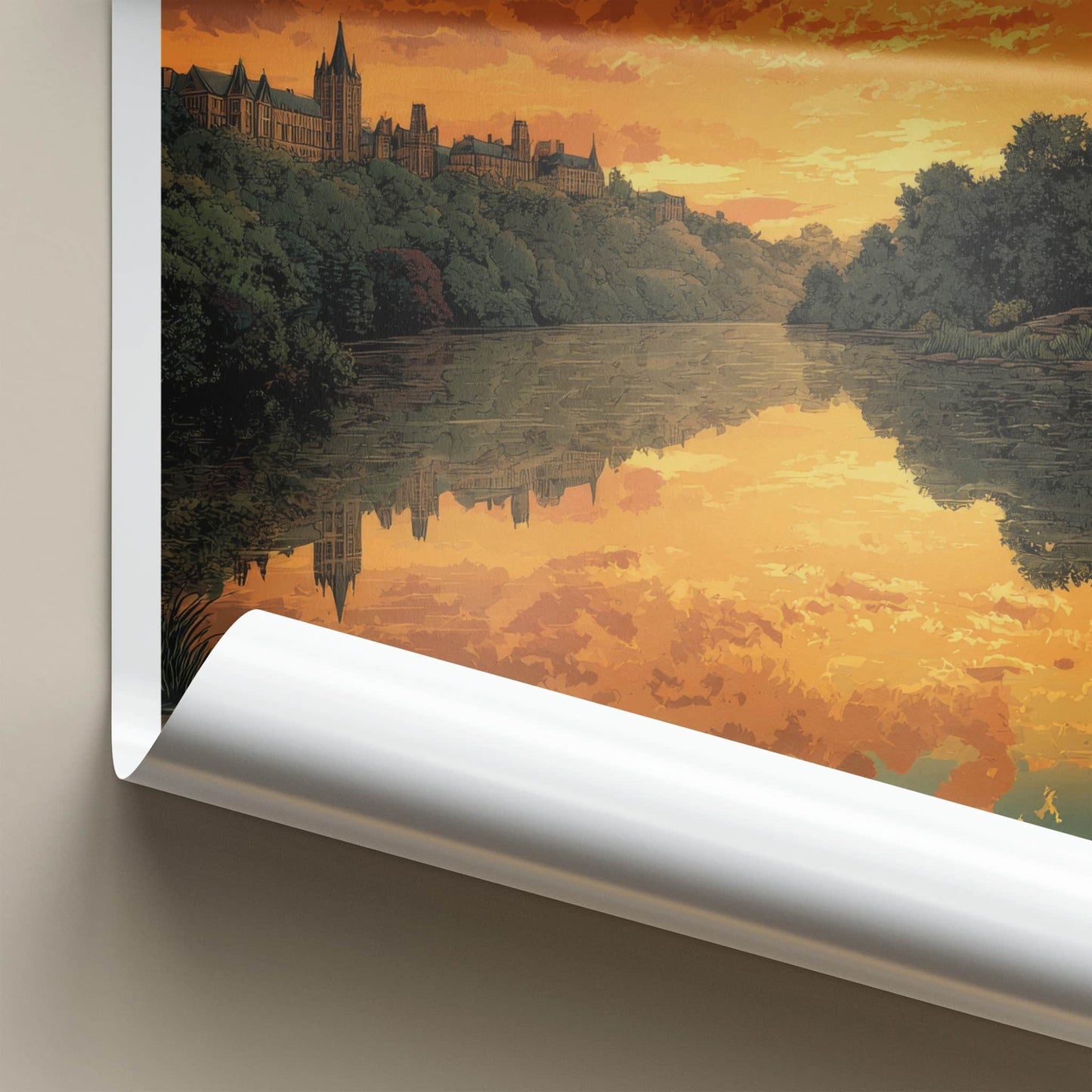 London Poster - Canada Travel Art - Orange Sunset Reflection Home Decor