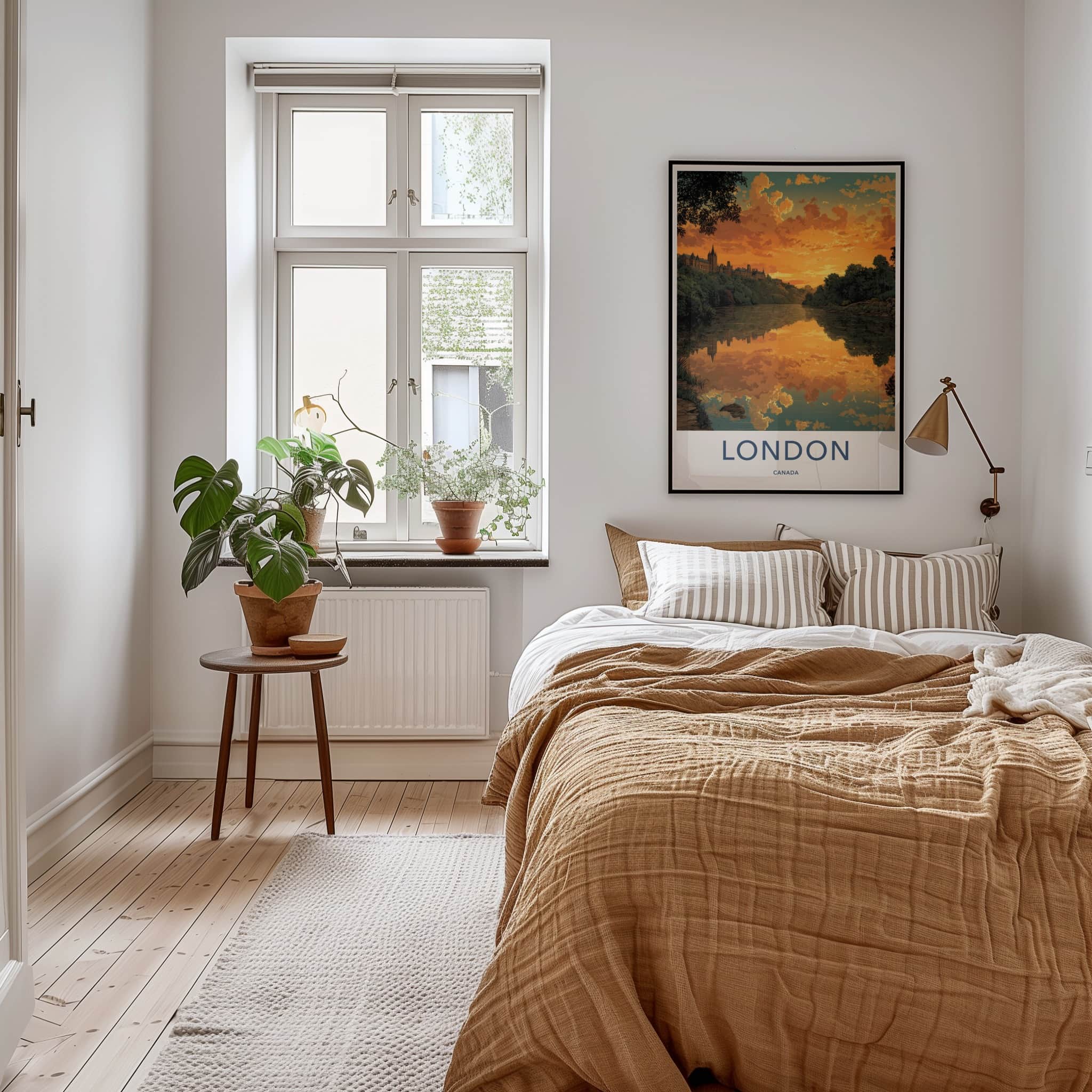 London Poster - Canada Travel Art - Orange Sunset Reflection Home Decor