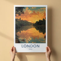 London Poster - Canada Travel Art - Orange Sunset Reflection Home Decor