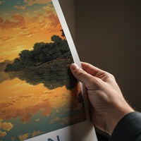 London Poster - Canada Travel Art - Orange Sunset Reflection Home Decor