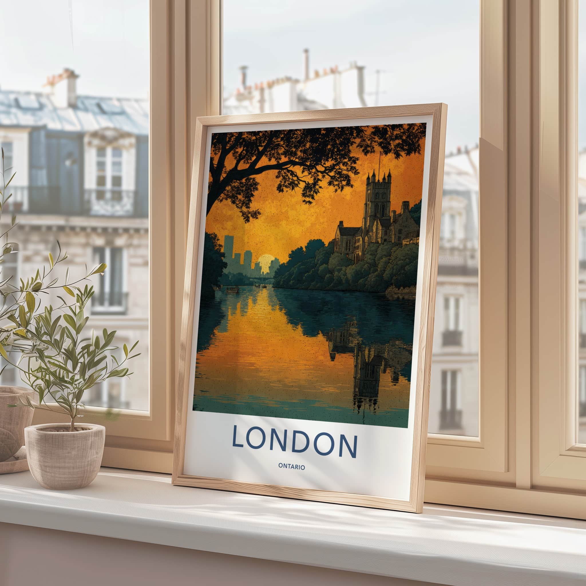 London Poster - Canada Wall Art - Riverside Building Skyline Home Decor