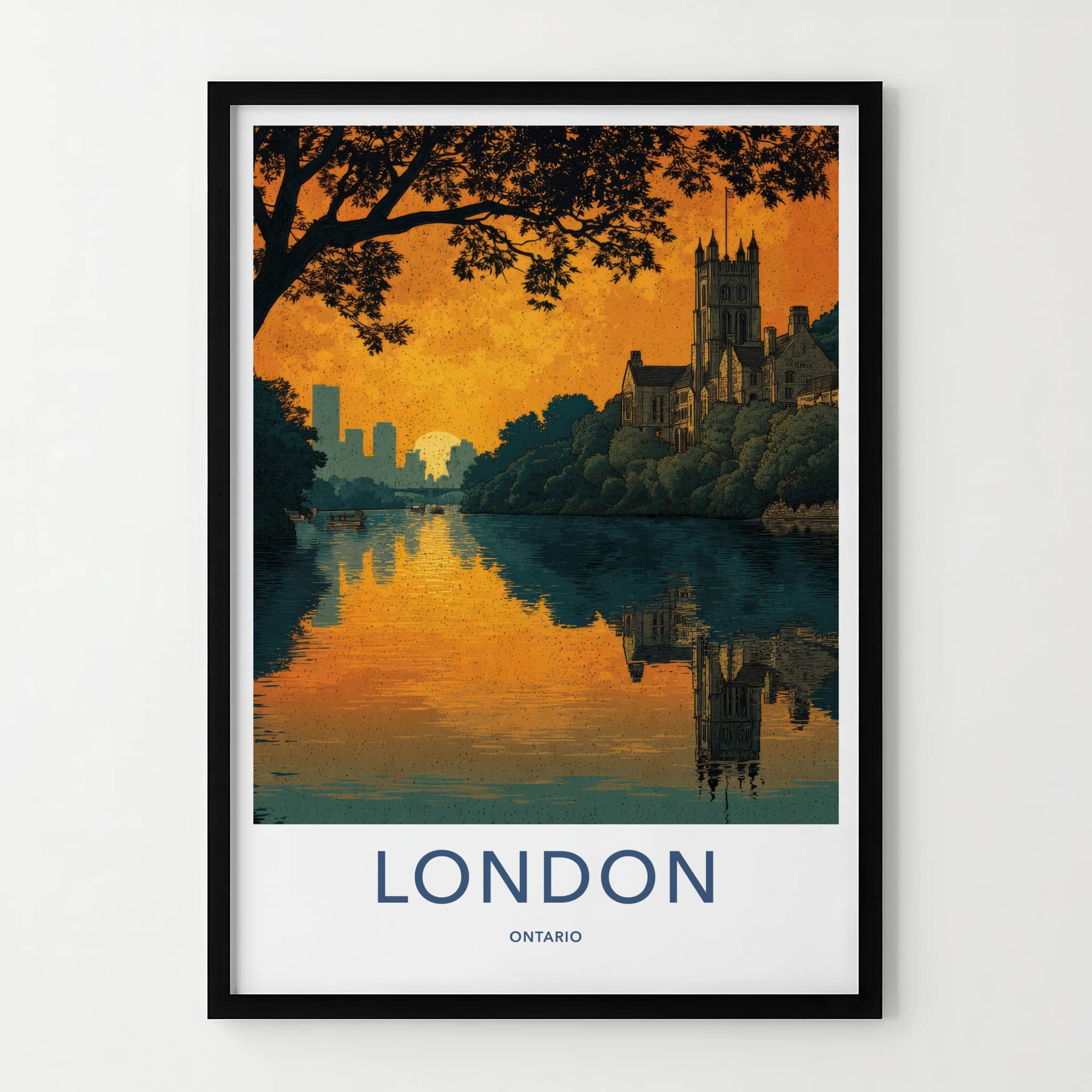 London Poster - Canada Wall Art - Riverside Building Skyline Home Decor
