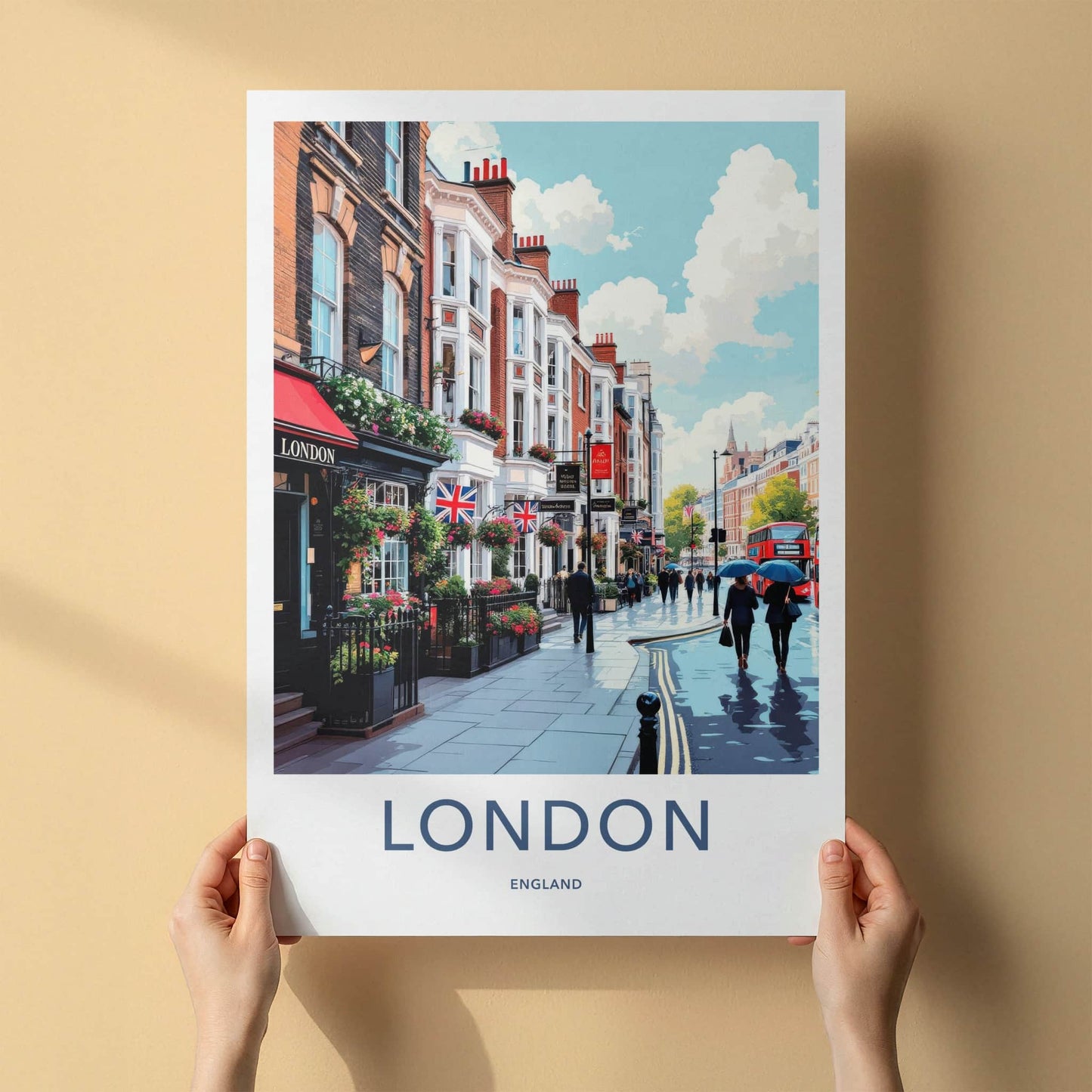London Poster - England Travel Art - Bustling City Street Home Decor