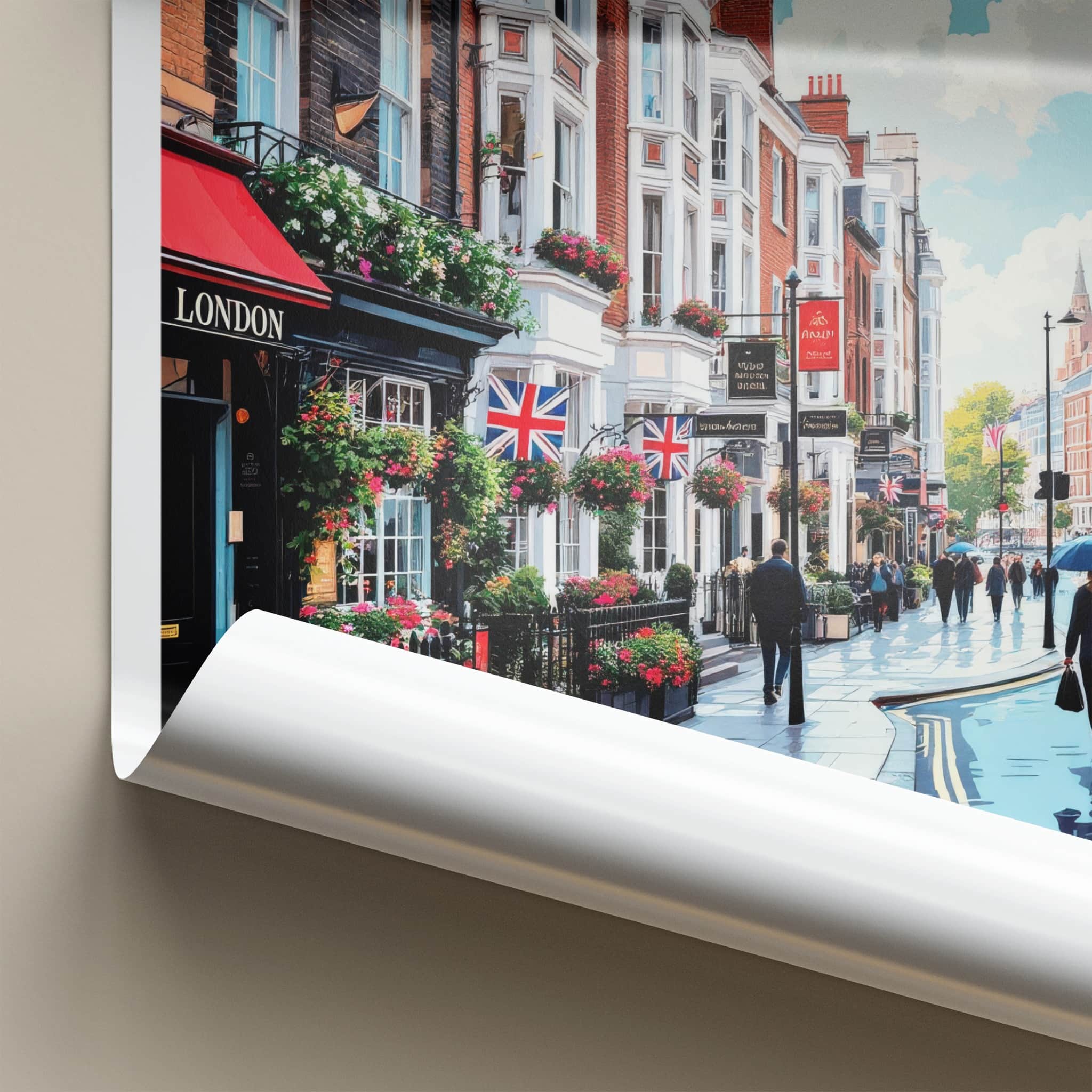 London Poster - England Travel Art - Bustling City Street Home Decor