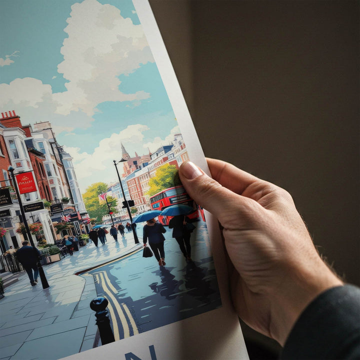 London Poster - England Travel Art - Bustling City Street Home Decor