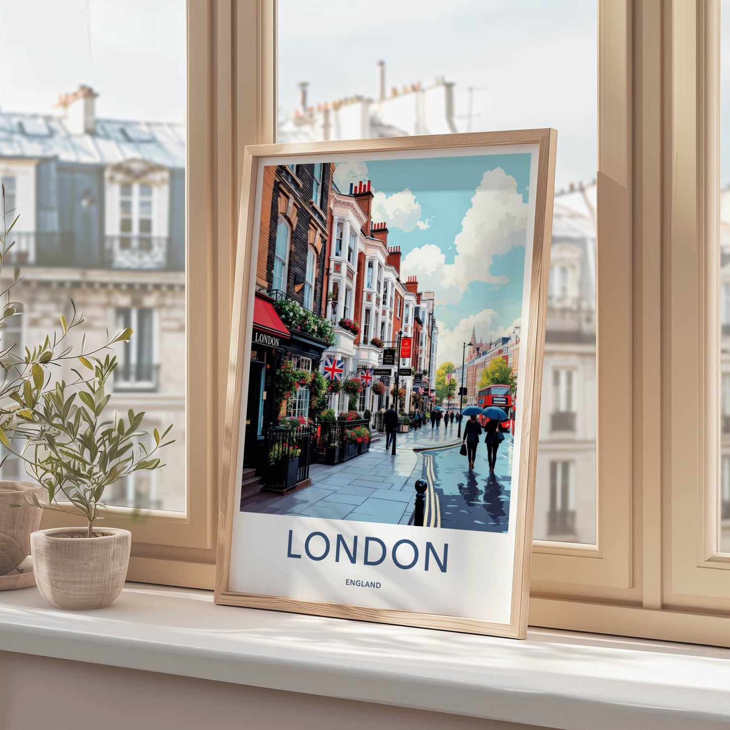 London Poster - England Travel Art - Bustling City Street Home Decor