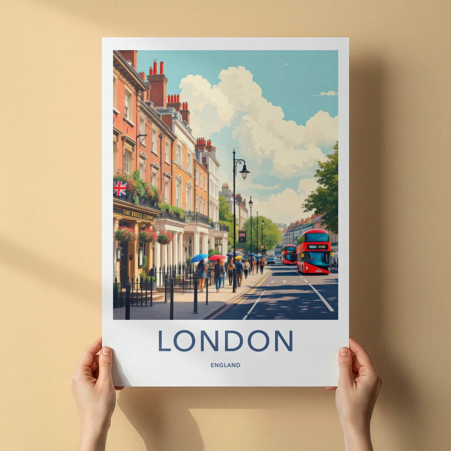 London Poster - England Travel Art - Bustling London Street Home Decor
