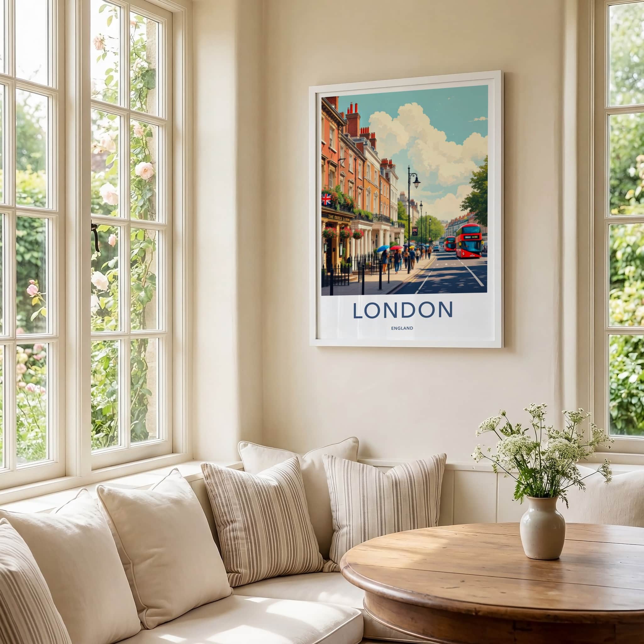 London Poster - England Travel Art - Bustling London Street Home Decor