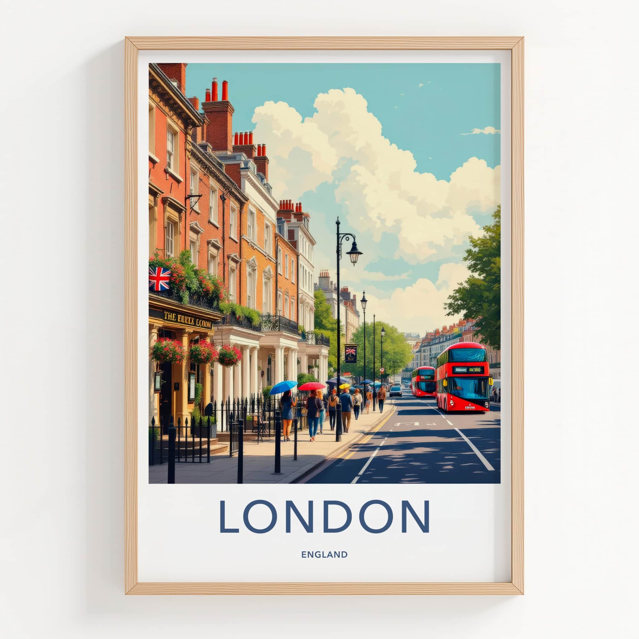 London Poster - England Travel Art - Bustling London Street Home Decor