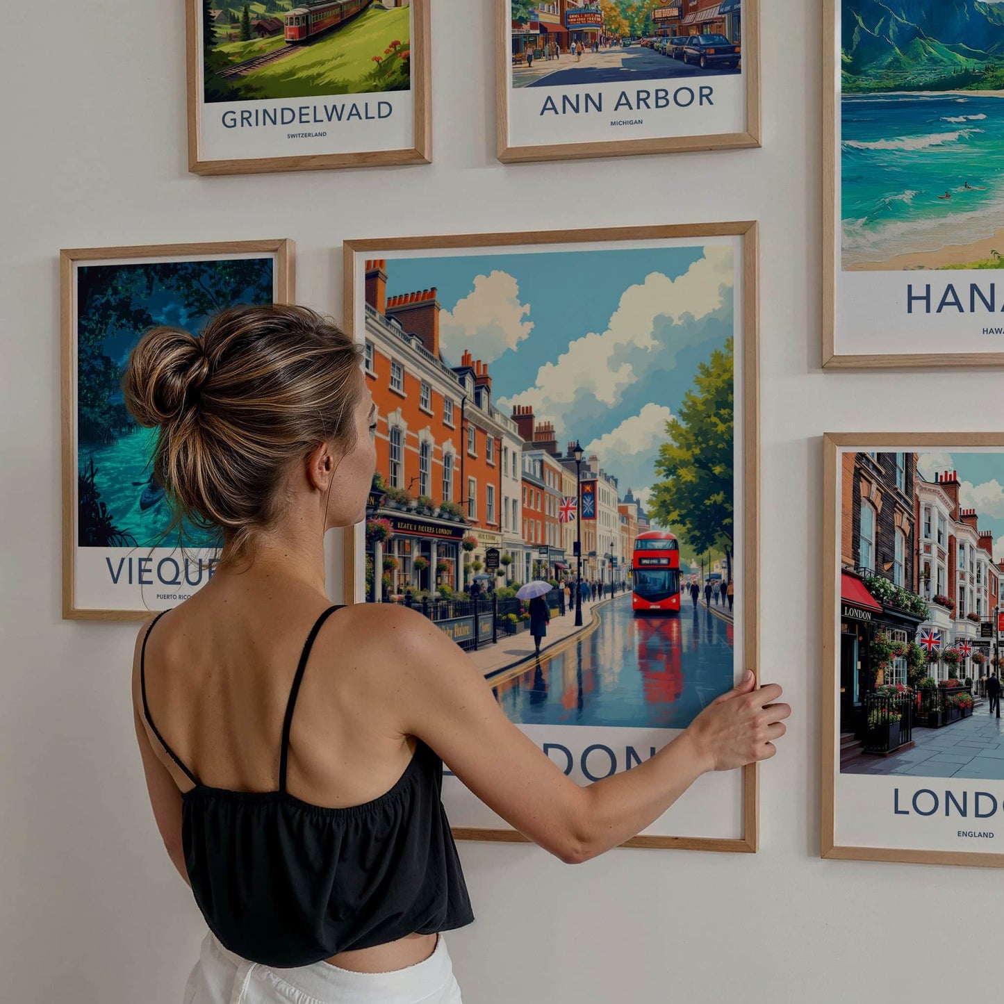 London Poster - England Travel Art - Rainy City Street Home Decor