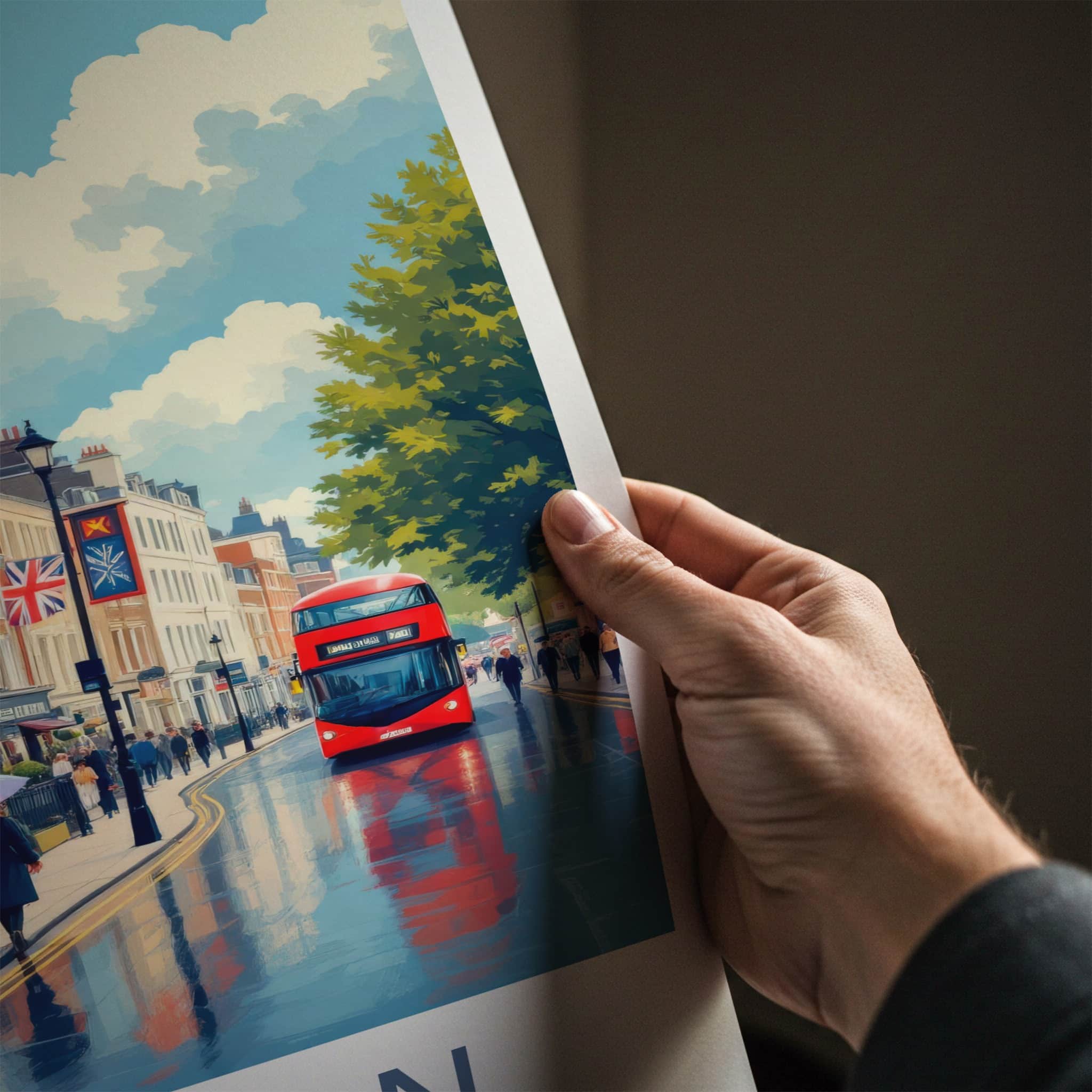 London Poster - England Travel Art - Rainy City Street Home Decor