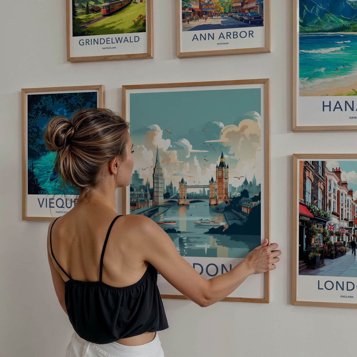London Poster - England Travel Art - River Thames Cityscape Home Decor