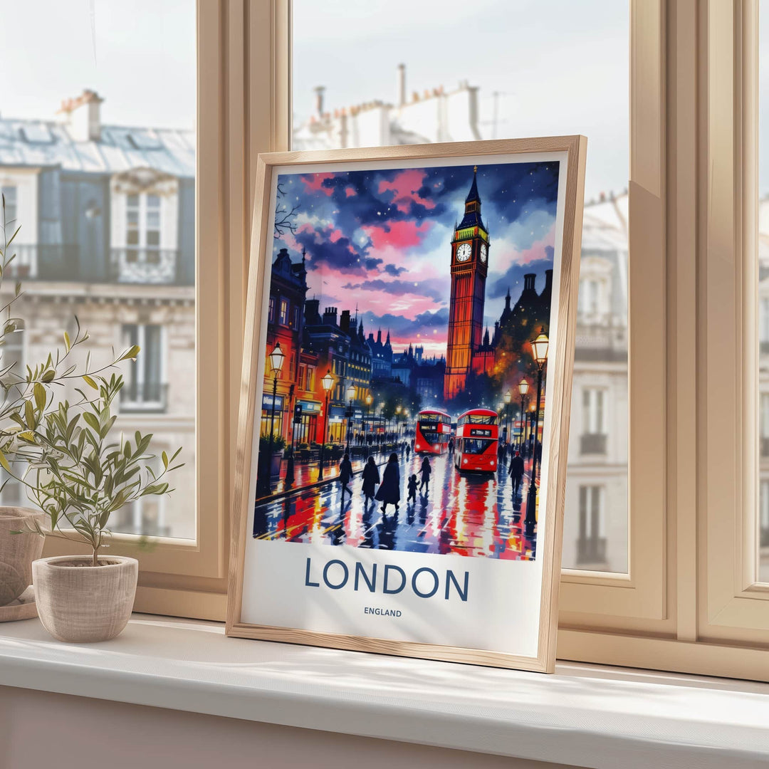 London Poster - England Travel Art - Vibrant City Evening Home Decor