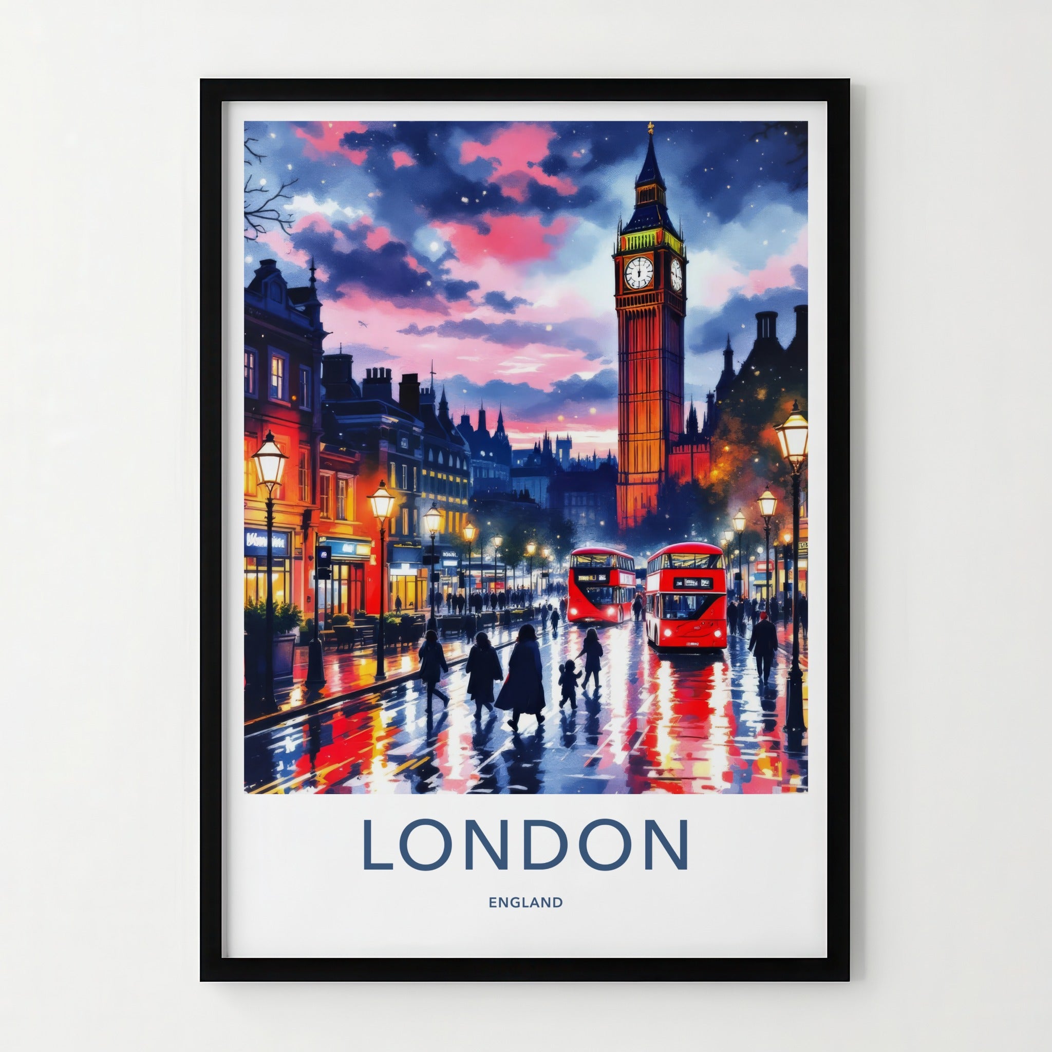 London Poster - England Travel Art - Vibrant City Evening Home Decor