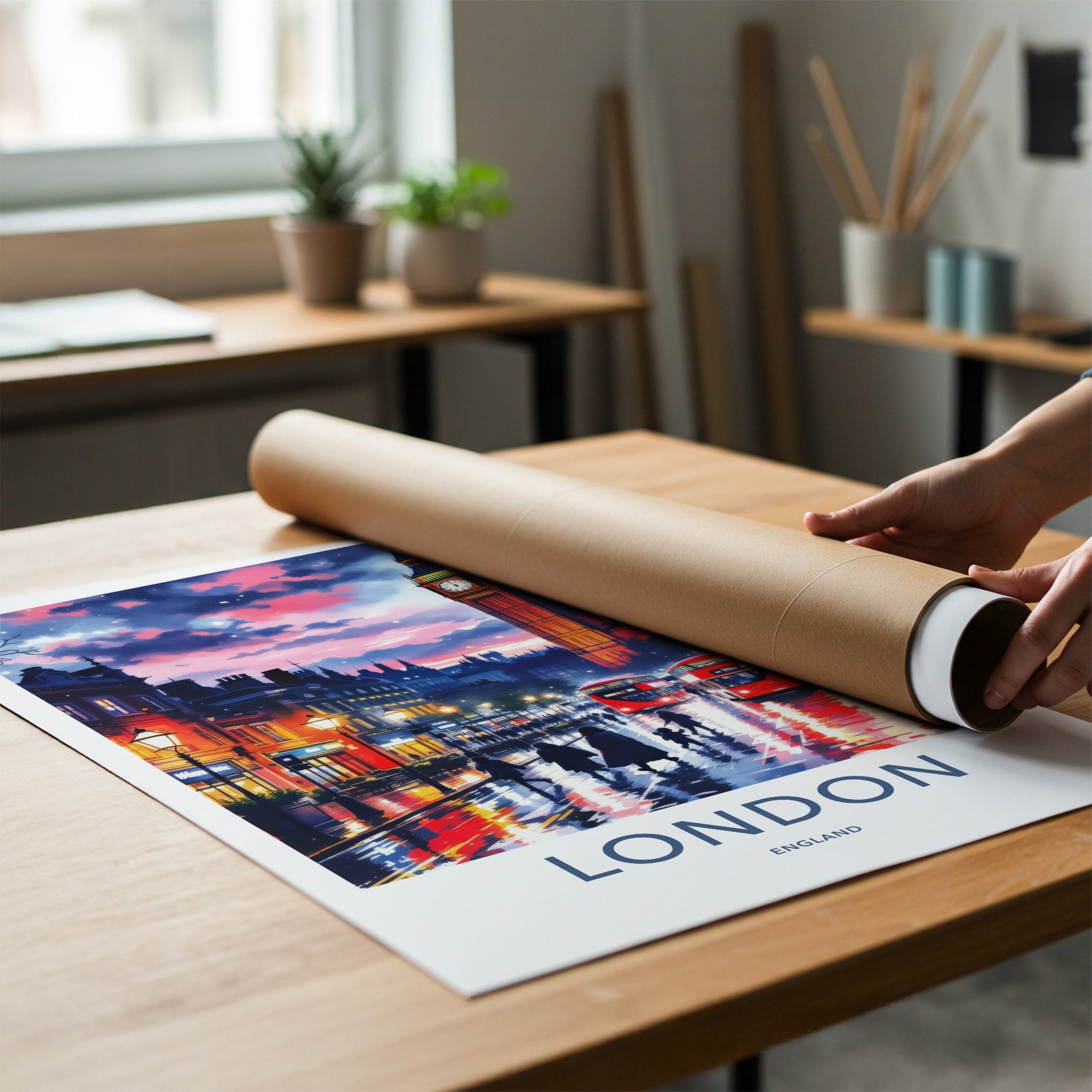 London Poster - England Travel Art - Vibrant City Evening Home Decor