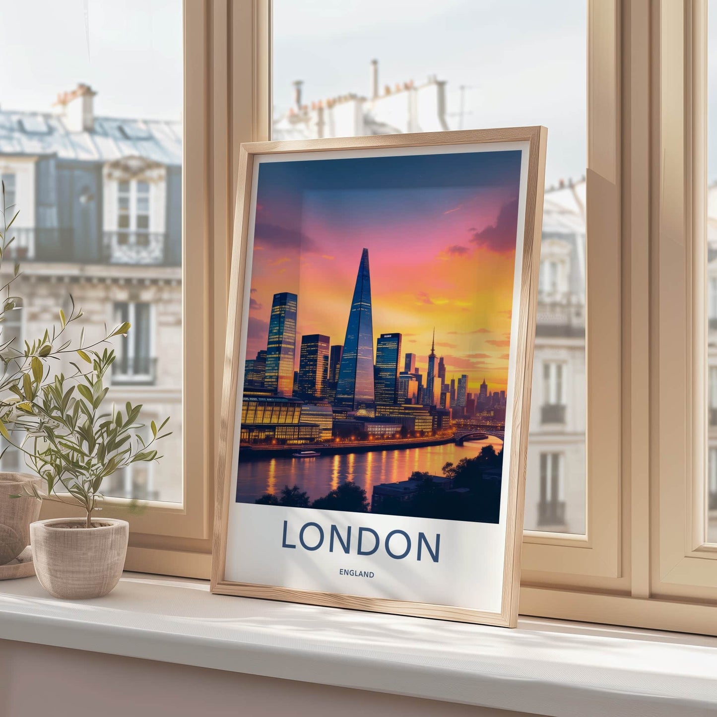 London Poster - England Travel Art - Vibrant Sunset Skyline Home Decor