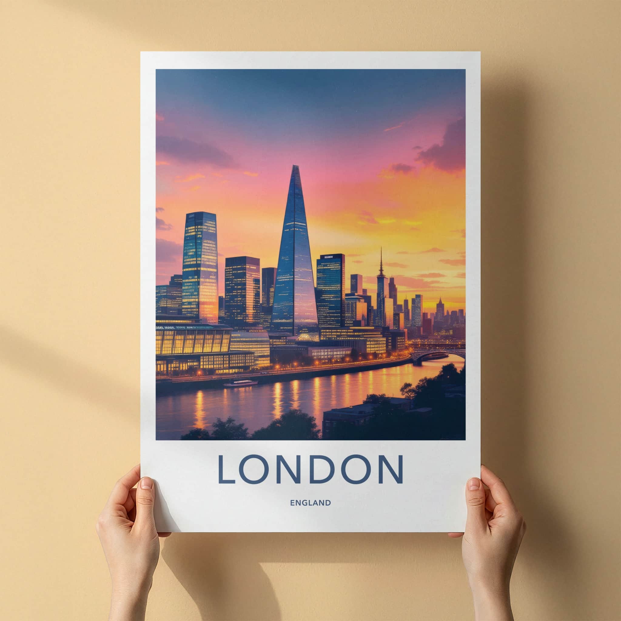 London Poster - England Travel Art - Vibrant Sunset Skyline Home Decor