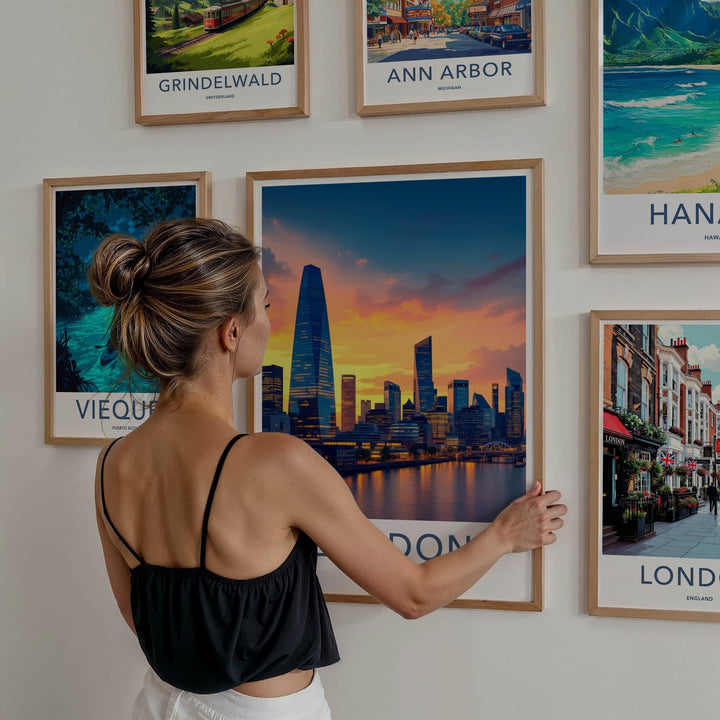 London Poster - England Wall Art - Vibrant City Skyline Gallery Art