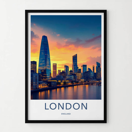 London Poster - England Wall Art - Vibrant City Skyline Gallery Art