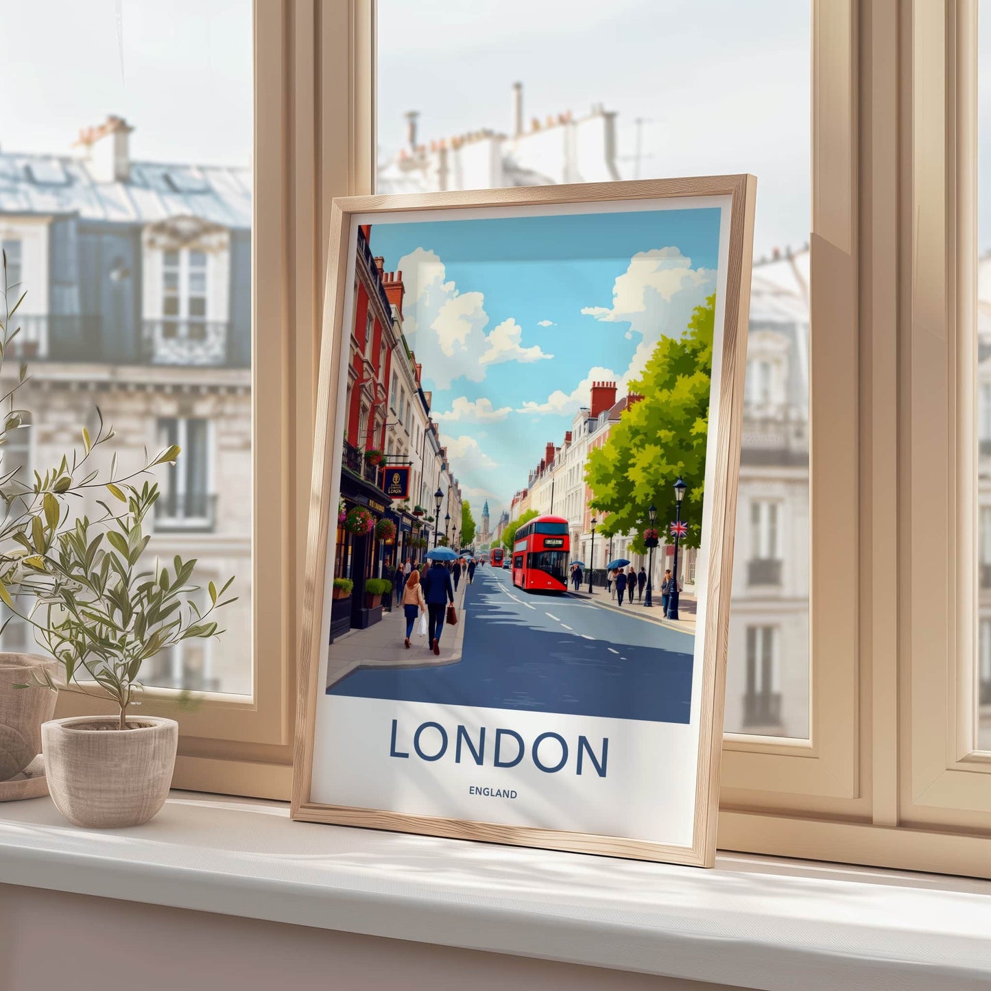London Poster - England Wall Art - Vibrant Street Life Home Decor