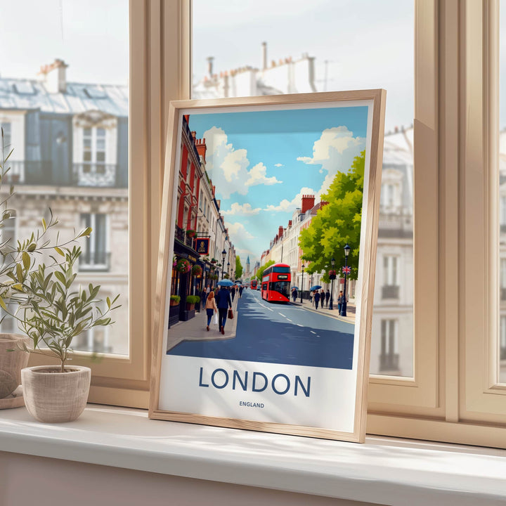 London Poster - England Wall Art - Vibrant Street Life Home Decor