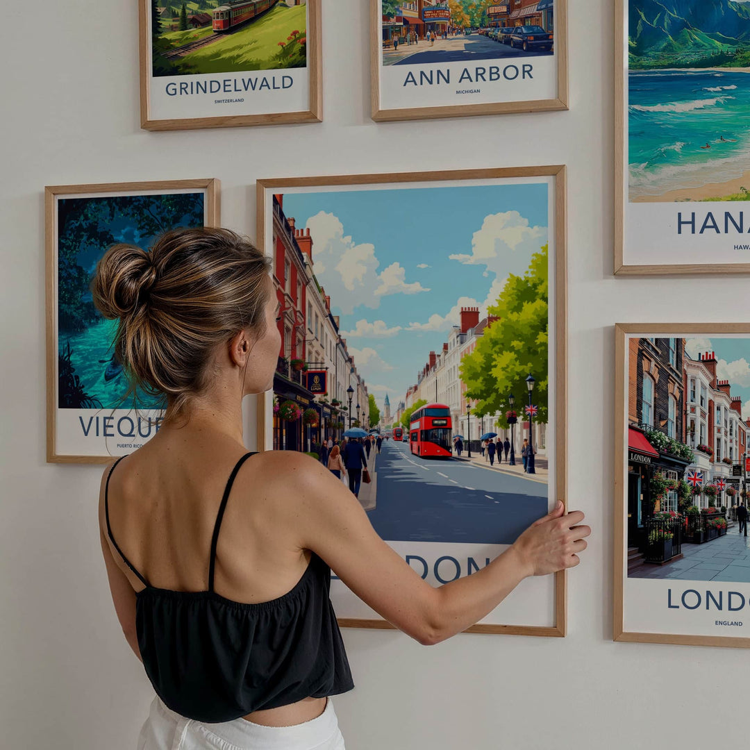 London Poster - England Wall Art - Vibrant Street Life Home Decor