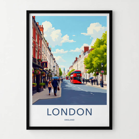 London Poster - England Wall Art - Vibrant Street Life Home Decor