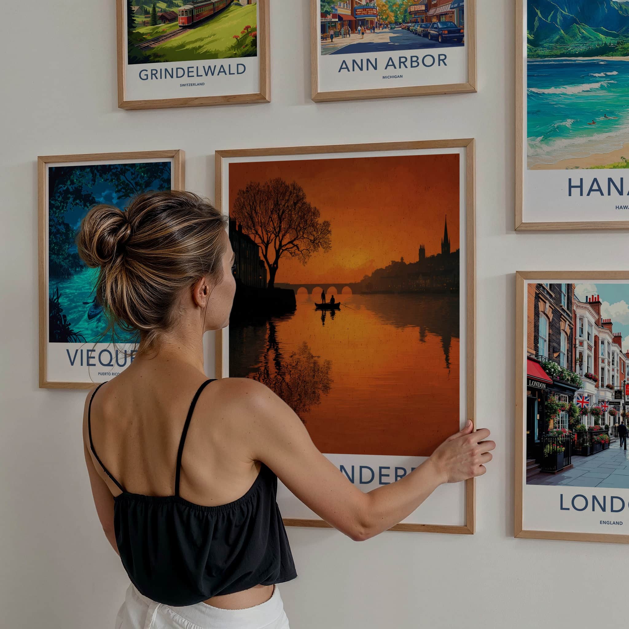 Londonderry Poster - Northern Ireland Travel Art - River Boat Sunset Home Decor