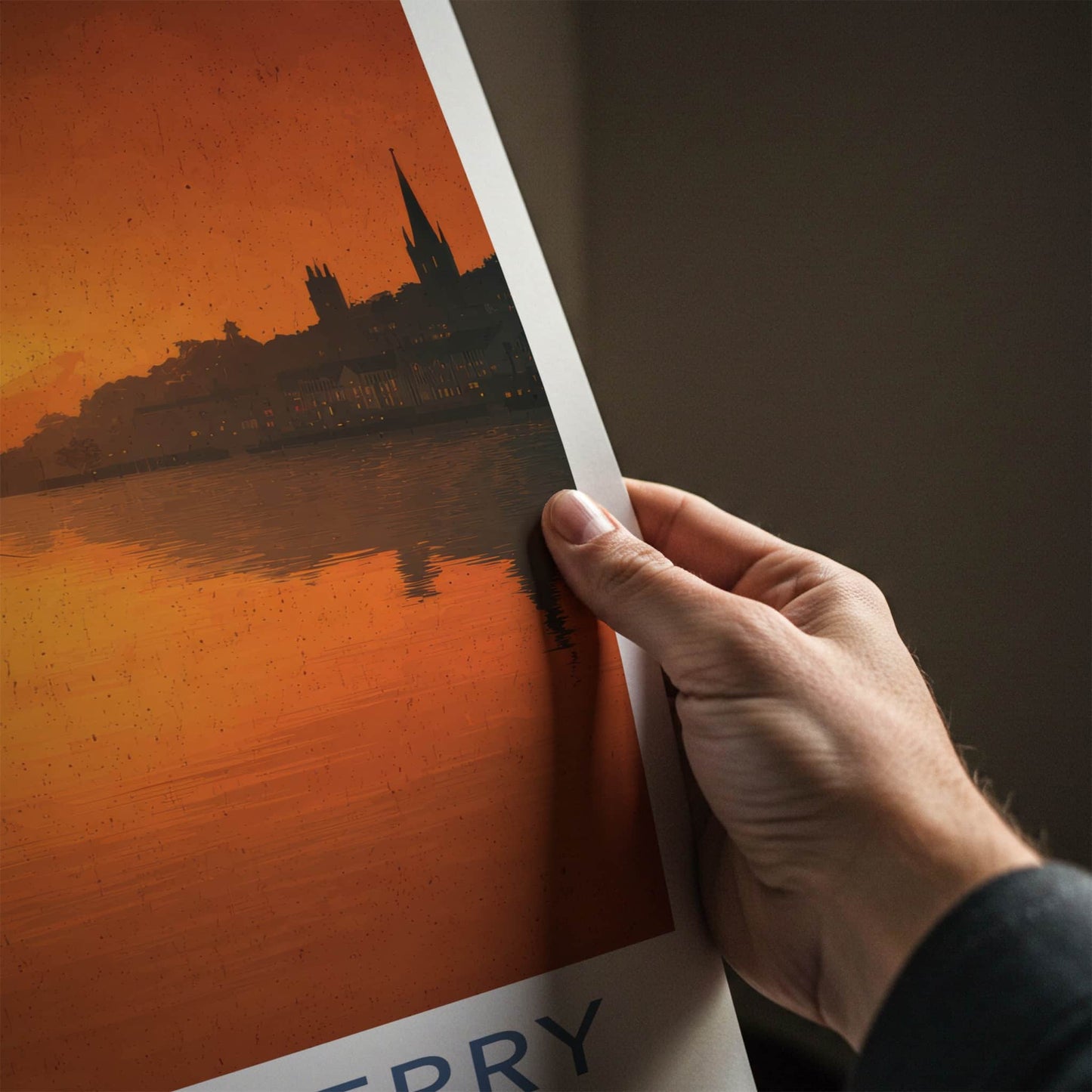 Londonderry Poster - Northern Ireland Travel Art - River Boat Sunset Home Decor