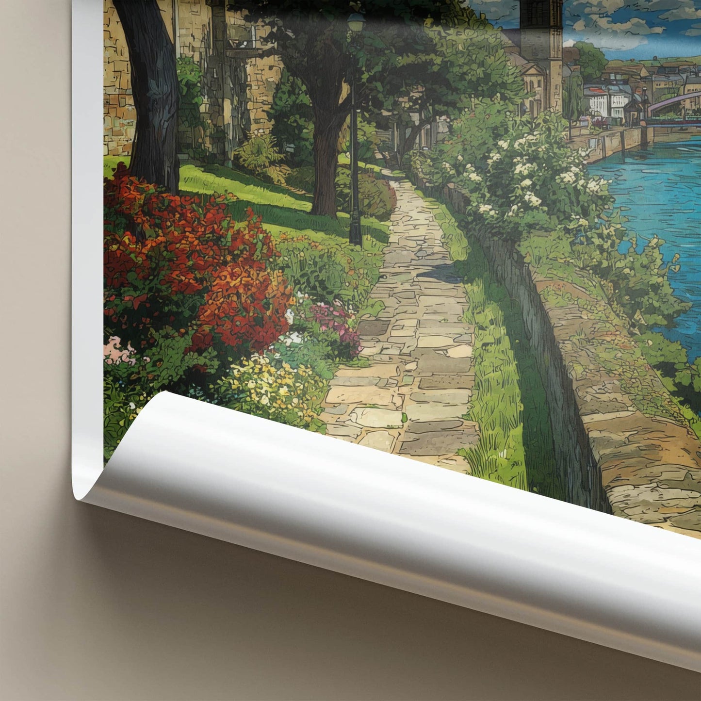 Londonderry Poster - Northern Ireland Wall Art - Riverside Stone Path Gift